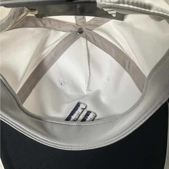 Adidas Unisex 3 Stripe White With Blue Accents SnapBack 5 Panel Baseball Hat - Picture 5 of 7